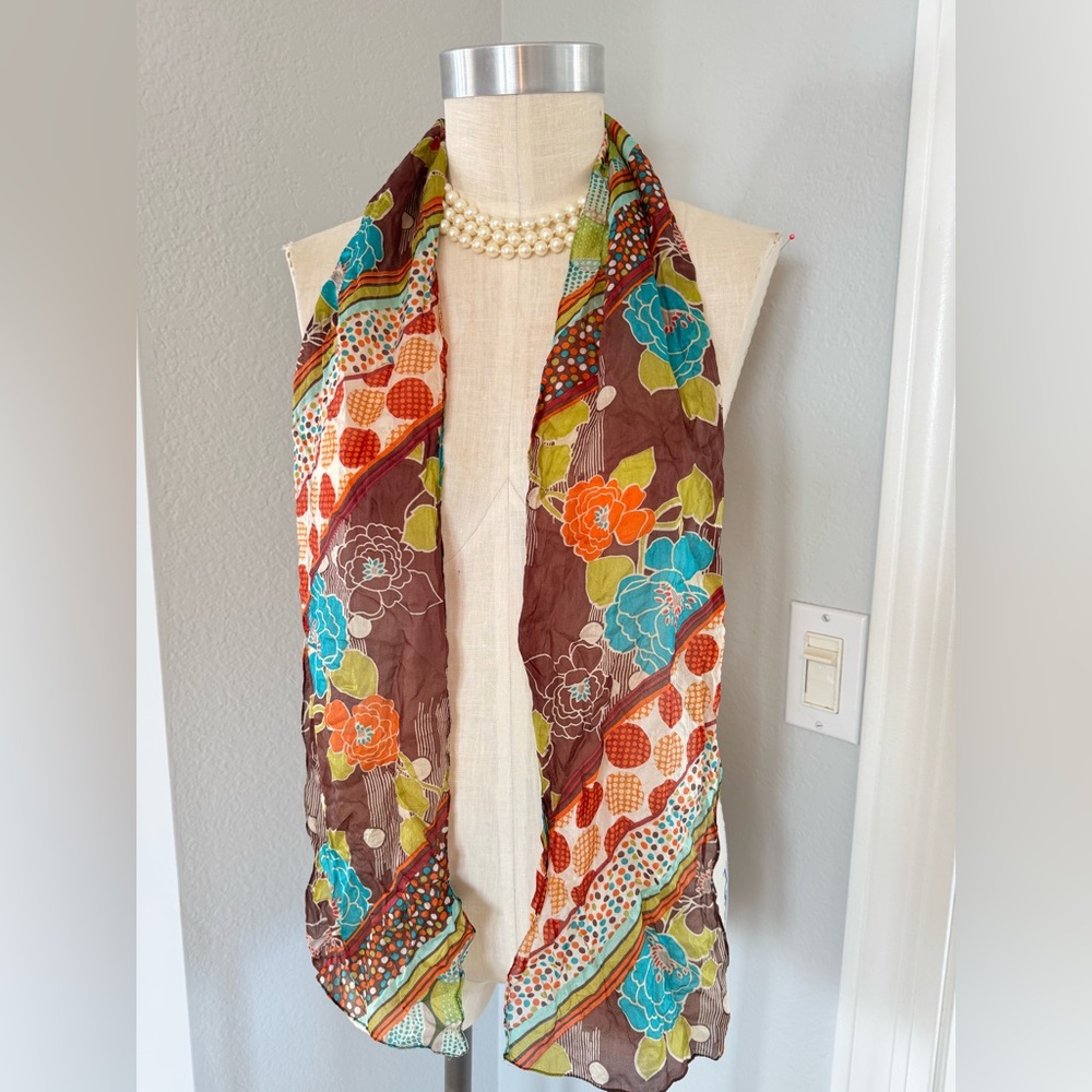 100% Silk Large Twilly Scarf Accessorize 62”x8”